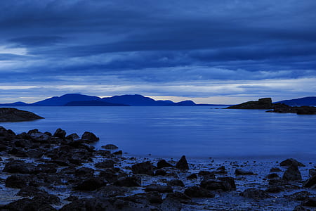 seashore during nighttime thumbnail