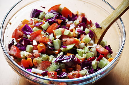 vegetable salad on clear glass bowl thumbnail