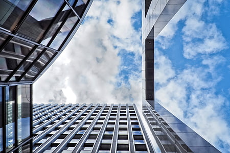 worm's eye view photography of glass buildings thumbnail