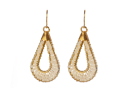 pair of gold-colored hook earrings thumbnail