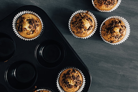 Homemade chocolate chip muffins thumbnail