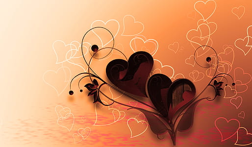 black and orange heart wall decal thumbnail