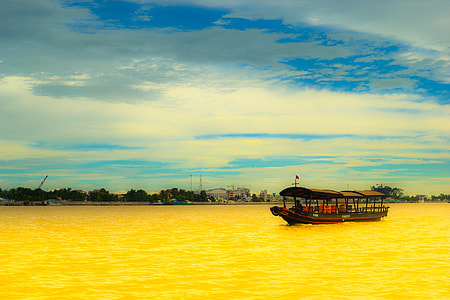 Boat on the yellow river landscape thumbnail