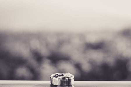 grayscale photo of silver-colored engagement ring thumbnail