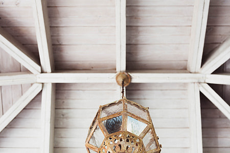 brown metal framed glass pendant lamp thumbnail
