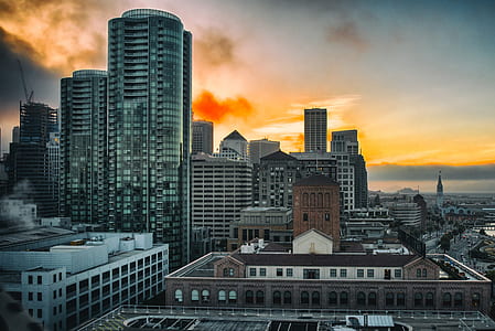 city, dawn, sunset, skyline thumbnail