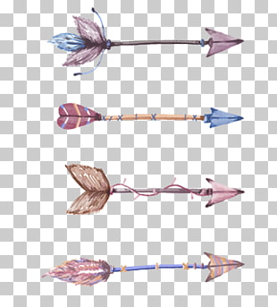 Euclidean Watercolor painting Arrow, Drawing arrow, four assorted-color arrow illustrations PNG clipart