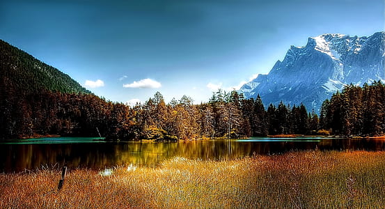 snow, dawn, landscape, mountains thumbnail