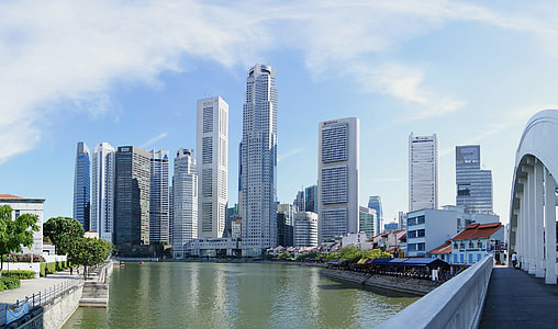 highrise buildings near the body of water under cirrus clouds at daytime thumbnail
