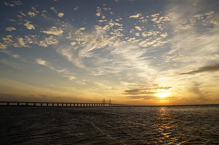 bridge over body of water during golden hour thumbnail