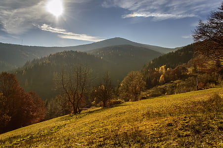 green grass field and mountains during daytime thumbnail