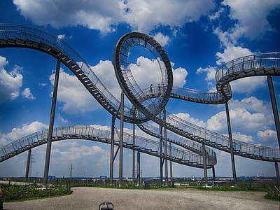 roller coaster ride at cloudy daytime thumbnail