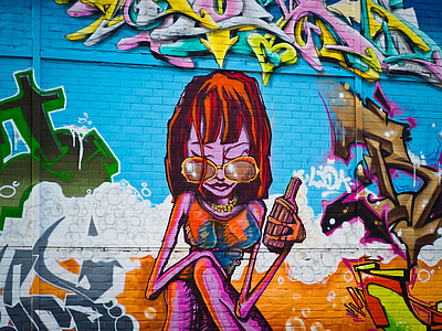 woman holding bottle mural painting thumbnail