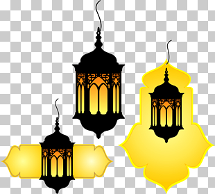Quran Islam Muslim , hand-painted vintage lamp, three black lantern lamps illustration PNG clipart