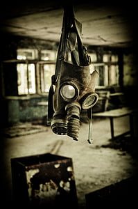 selective focus of hanged gas mask thumbnail