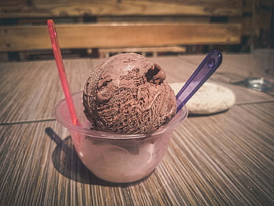 chocolate ice cream on top of brown wooden table thumbnail