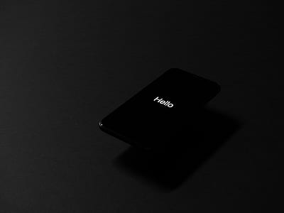 black smartphone displaying hello thumbnail