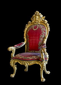 gold-colored frame red floral padded armchair thumbnail