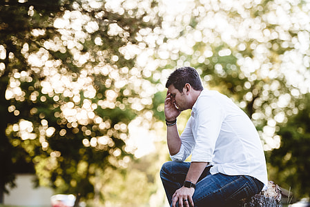 man sitting on wood log thumbnail