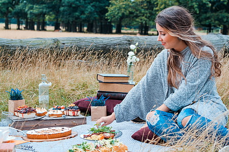 woman sitting on mat with food thumbnail