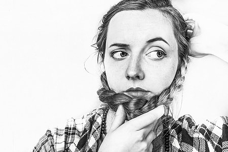 woman in black and white shirt in grayscale photo thumbnail