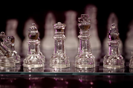 clear glass chess game set ] thumbnail