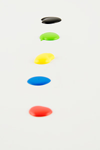 five red, blue, yellow, green, and black paint drops thumbnail