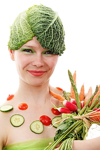 woman holding vegetables while showing smile thumbnail