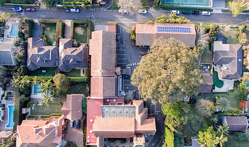 aerial photography of houses and trees thumbnail