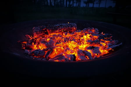 burning charcoal in fire pit thumbnail