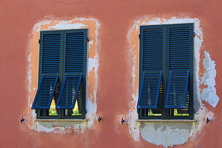 two black wooden louvered doors\] thumbnail