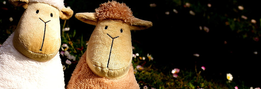two brown and white sheep plush toys thumbnail