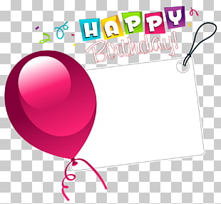 Birthday Wish , Happy Birthday Transparent Sticker with Pink Balloon, blue background with happy birthday overlay PNG clipart