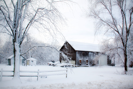 photo of brown wooden house covered with snow during day time thumbnail