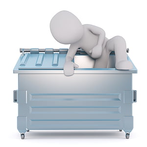 illustration of person going out of garbage bin thumbnail