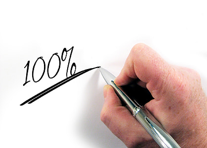 person writing 100 percent thumbnail