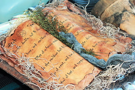 brown and green book with script thumbnail