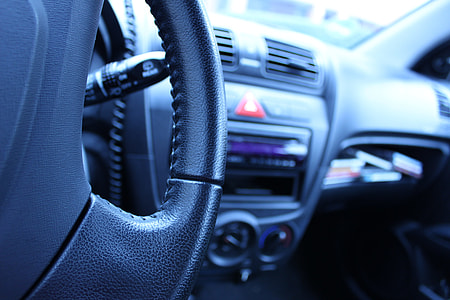 black car steering wheel thumbnail