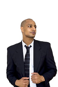 man wearing blue and white formal suit thumbnail