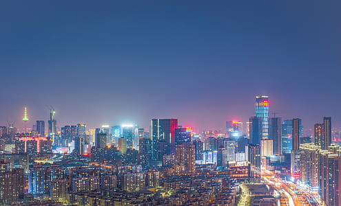 landscape photography of lighted buildings thumbnail