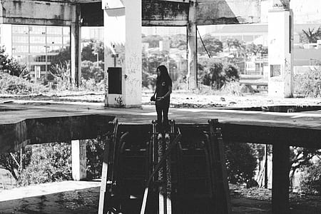 black-and-white, man, person, building thumbnail