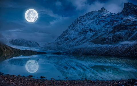body of water and moon landscape thumbnail