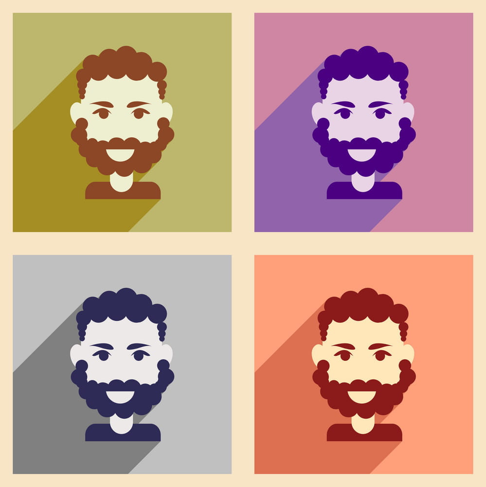 Set of flat web icons with long shadow men haircut vector