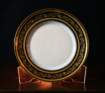 white and brown floral collectible plate thumbnail