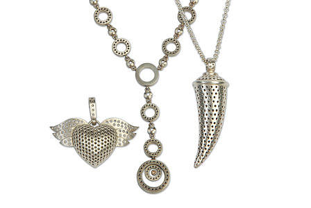 silver-colored chain necklace with heart pendant thumbnail