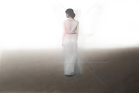woman wearing white and pink sleeveless dress with white background photograph thumbnail