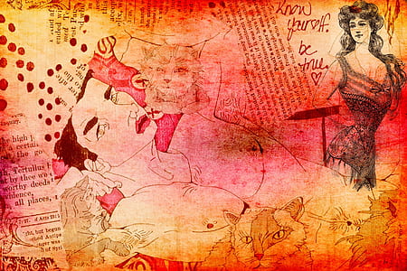 red and white painting of man and woman thumbnail