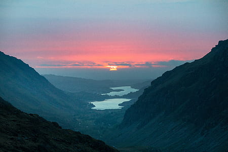 river between black mountain during sunset thumbnail