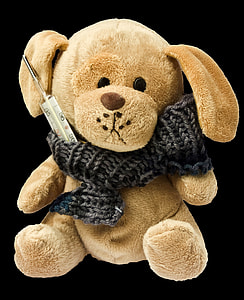 brown dog plush toy wearing gray scarf thumbnail