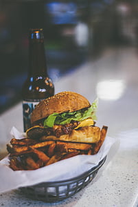 burger on basket near bottle thumbnail